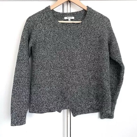 Madewell Province Sweater Size S Black Cross Over Layered Back Pullover Knit Top - Picture 2 of 10